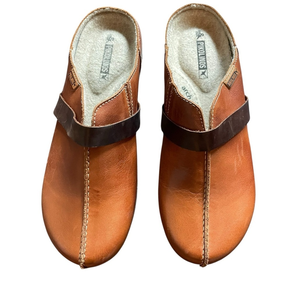 Pikolinos Women’s Granada Leather Clogs Brandy 38 US 7.5-8 Comfort Walking Brown - Picture 5 of 16